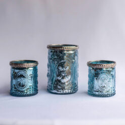 Vintage Mercury Glass Blue Votive