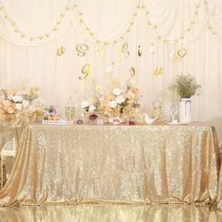 Light Gold Sequin Rectangular Tablecloth