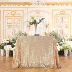 Light Gold Sequin Square Tablecloth
