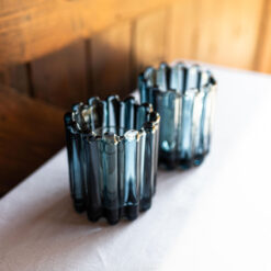 Blue Ribbed Glass Votives