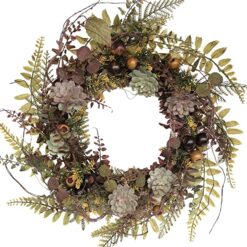 Fern Leaves and Succulents Berry Wreath