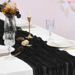 Black Cheesecloth Gauze Table Runner